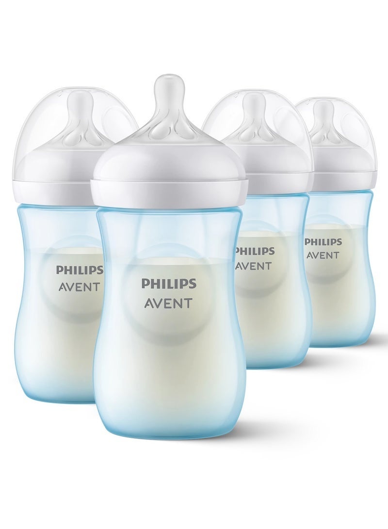 Avent Natural Baby Bottle With Natural Response, Blue, 260ml, 1m+, 4 Pieces - Image 1